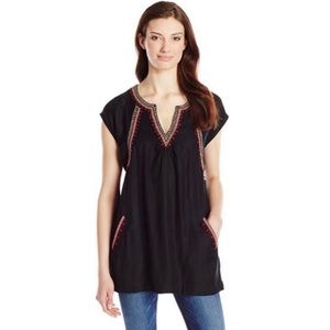 Lucky Brand‎ Women’s Black Embroidered Tunic Size Small
